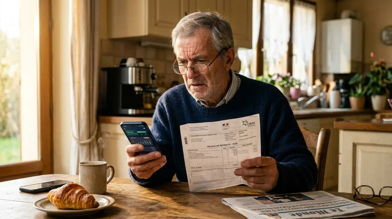 Retraité perplexe devant son relevé et son application bancaire