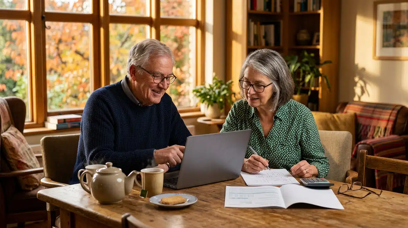 Couple de seniors remplissant sa déclaration de revenus