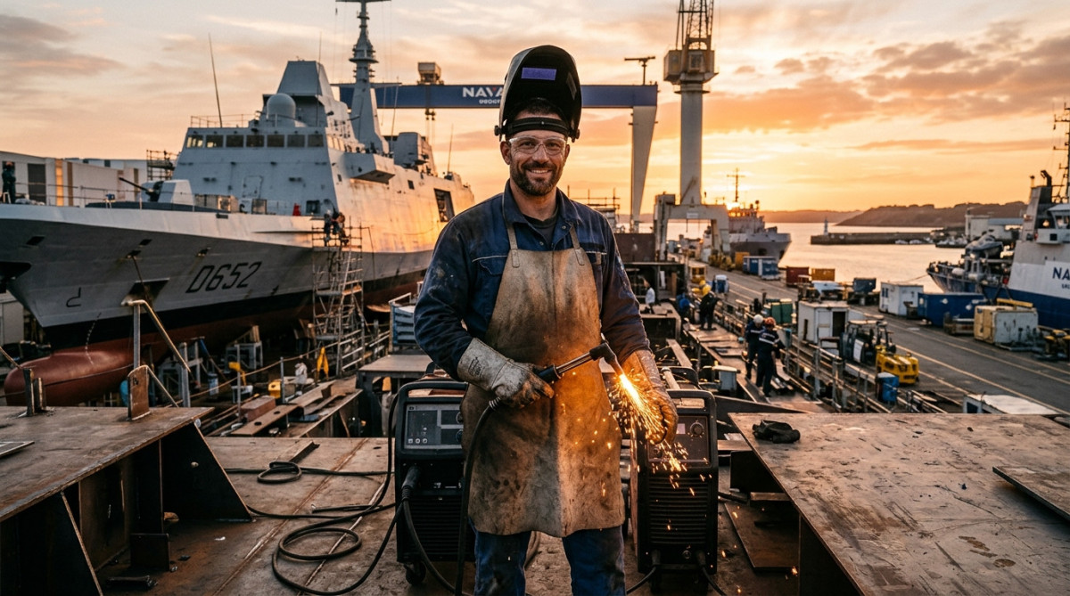 Ronan, chaudronnier-soudeur, dans un chantier naval à Lorient