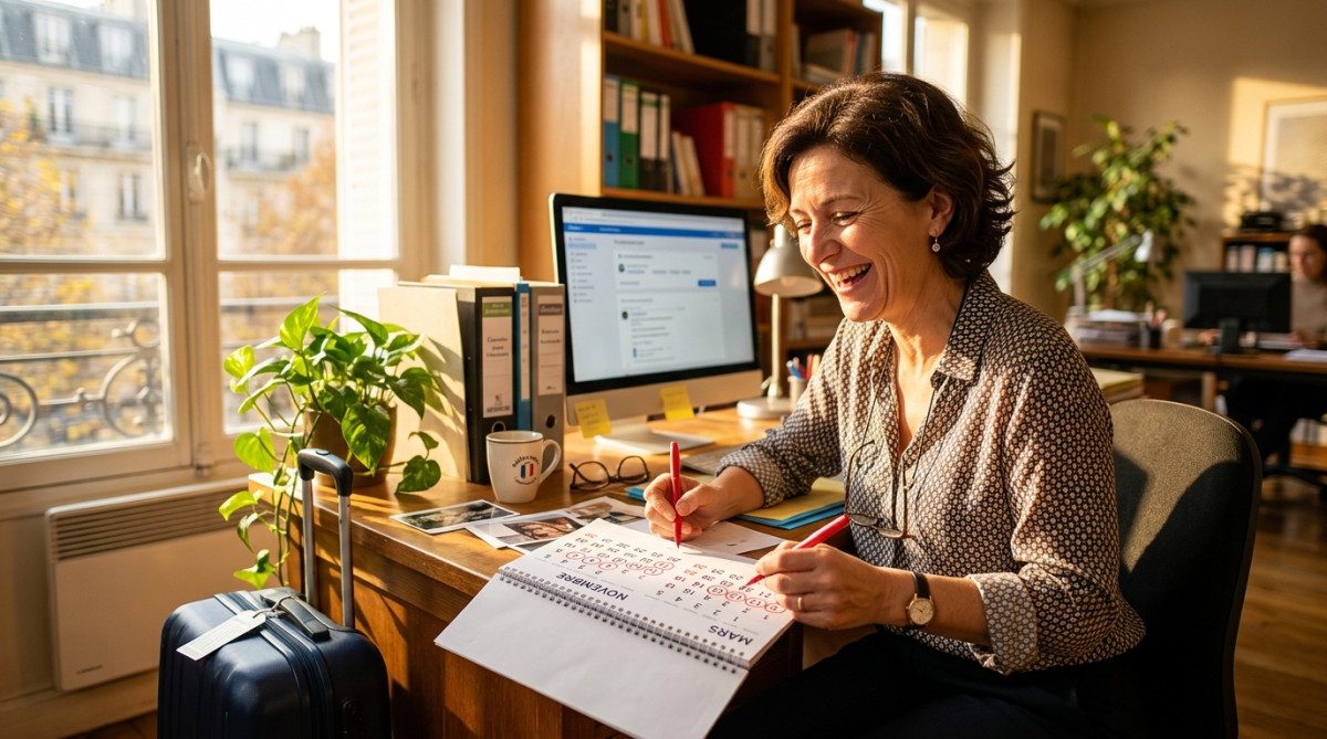 Salarié entourant des dates de congés sur un calendrier