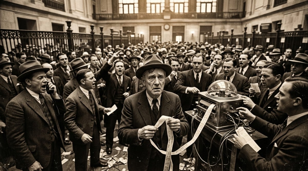 Salle de la Bourse de New York pendant le krach de 1929