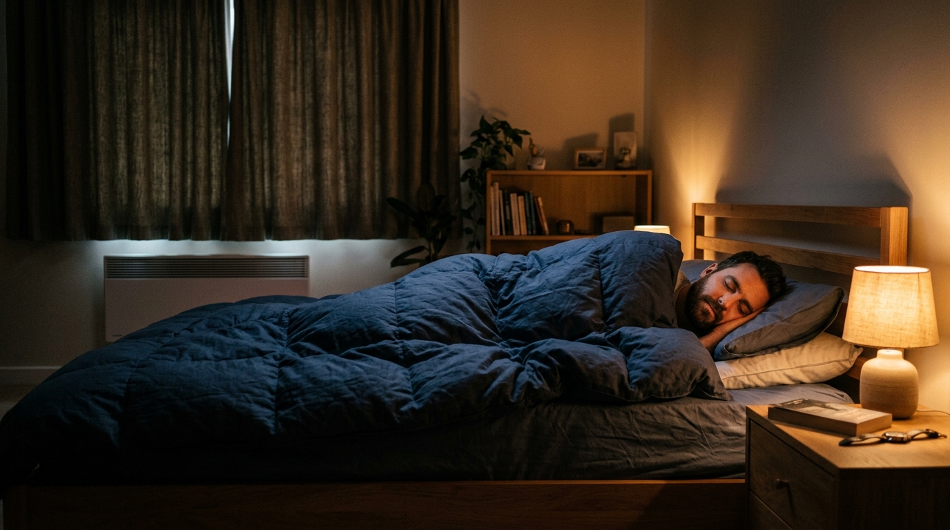 Homme dormant paisiblement dans une chambre fraîche