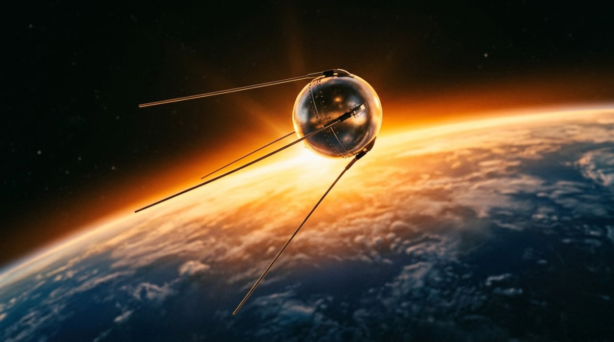 Satellite Spoutnik 1 en orbite autour de la Terre