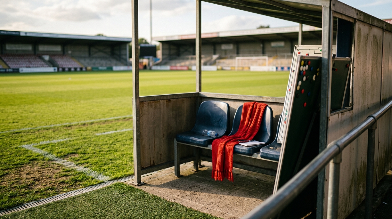 Banc d'entraîneur vide au bord d'un terrain de football