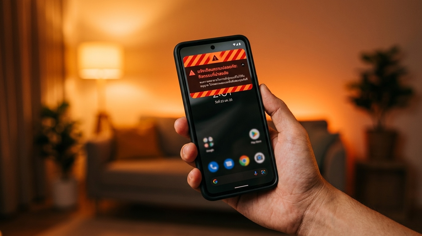 Smartphone affichant un message d'alerte frauduleux