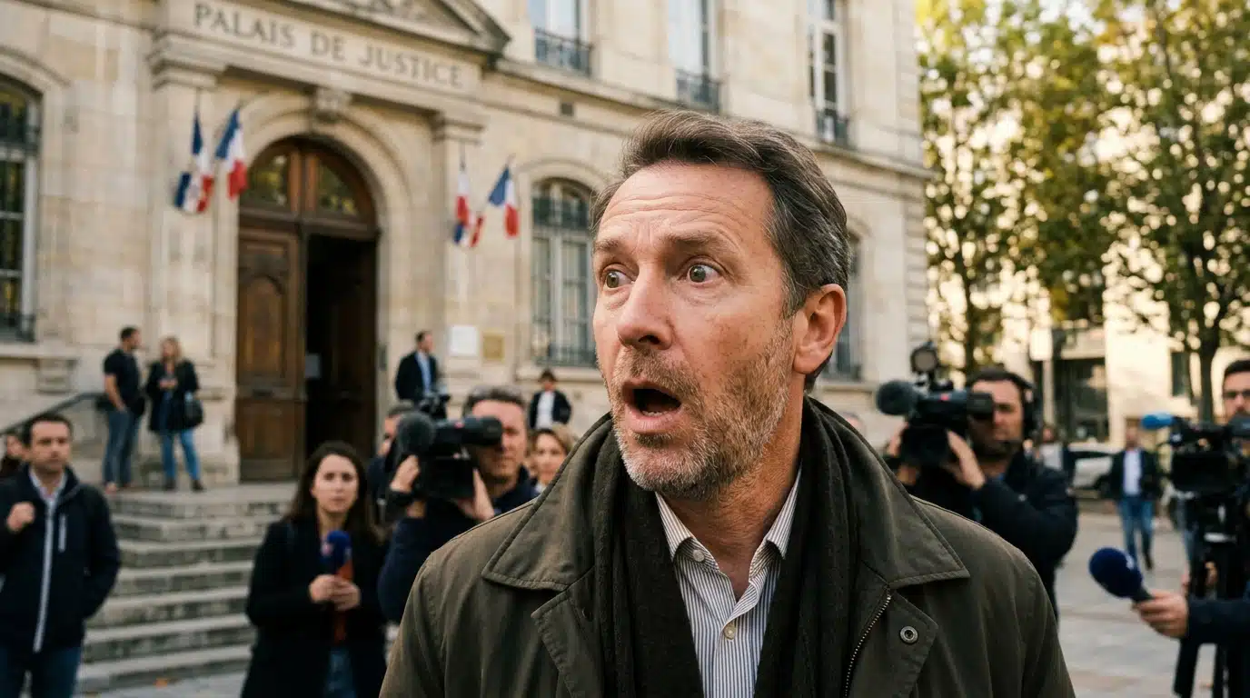 Passant stupéfait devant l'entrée d'un tribunal