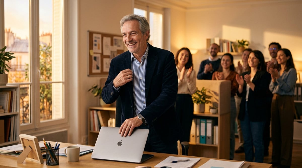 Un salarié de 60 ans quitte son bureau pour la retraite