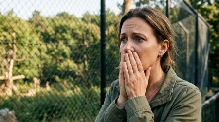 Visiteur de zoo au visage stupéfait devant un enclos