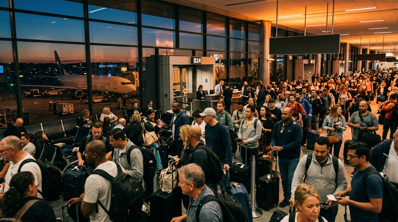 Passagers à une porte d'embarquement d'aéroport